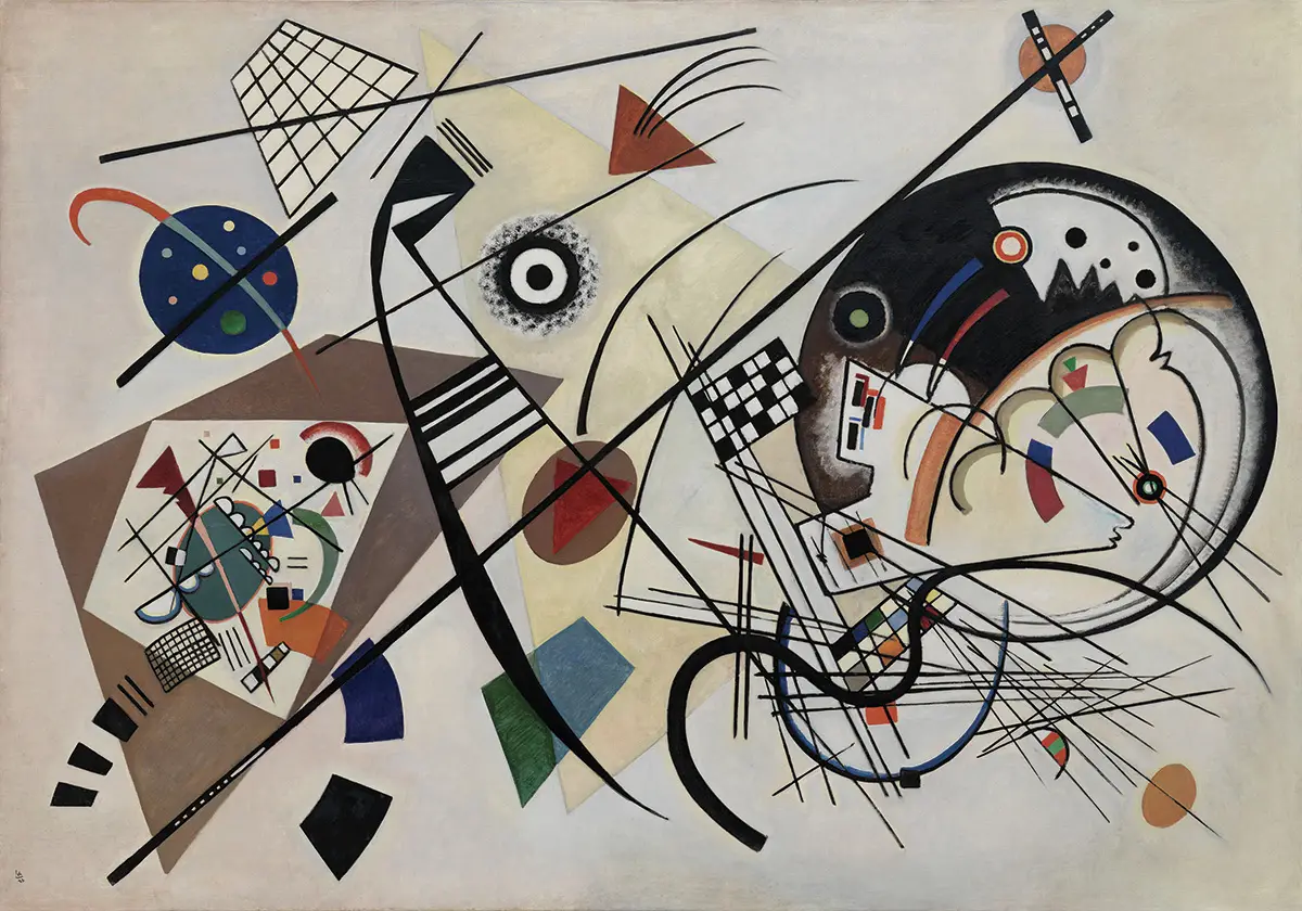 Kandinsky, Durchgehender Strich, 1923, olio su tela, 140,8 × 202 × 2,7 cm, Kunstsammlung Nordrhein-Westfalen. © Foto: Walter Klein