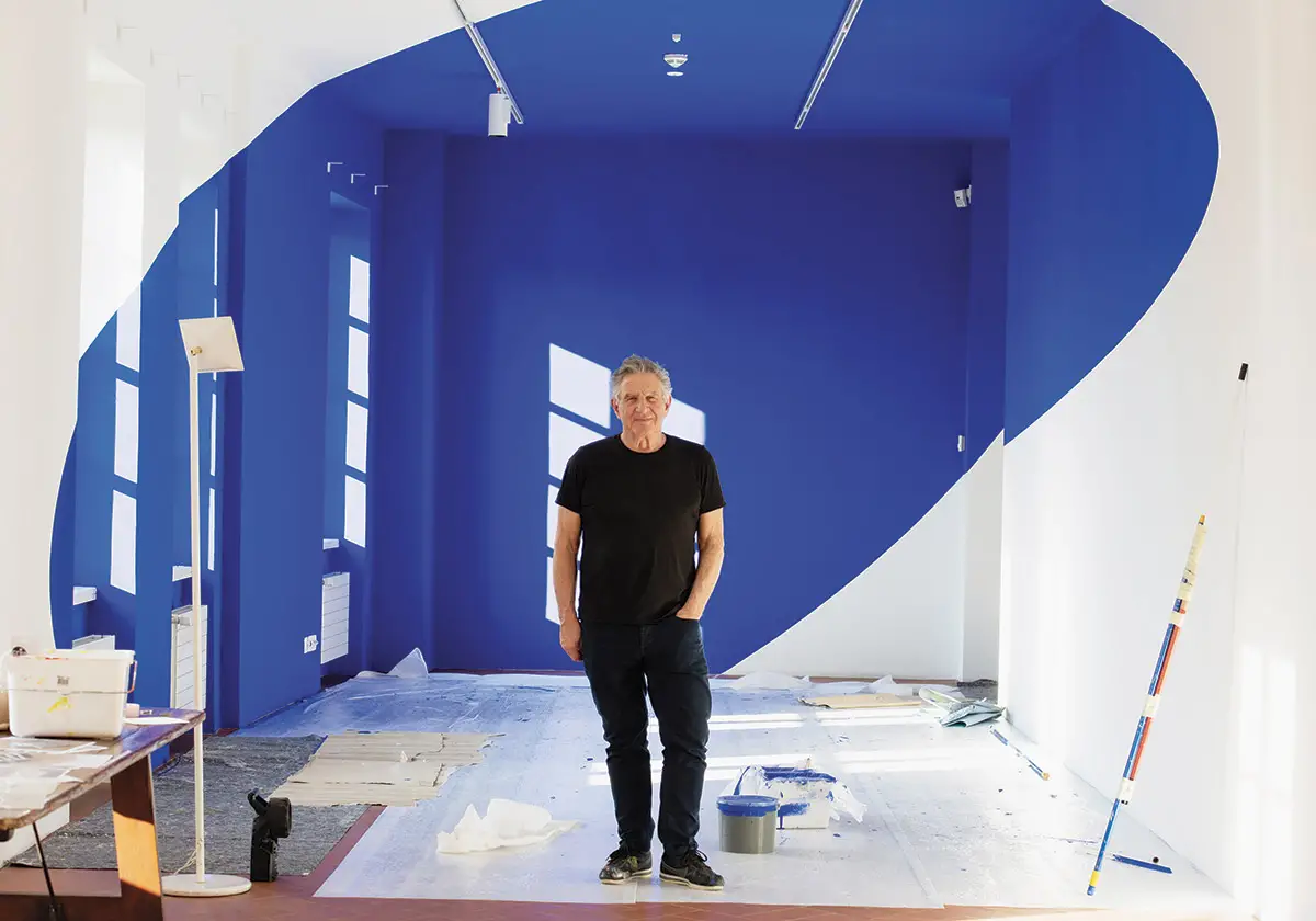 Felice Varini ha lavorato all’allestimento della mostra nel Museo d’arte Mendrisio, © Foto: Chiara Tiraboschi