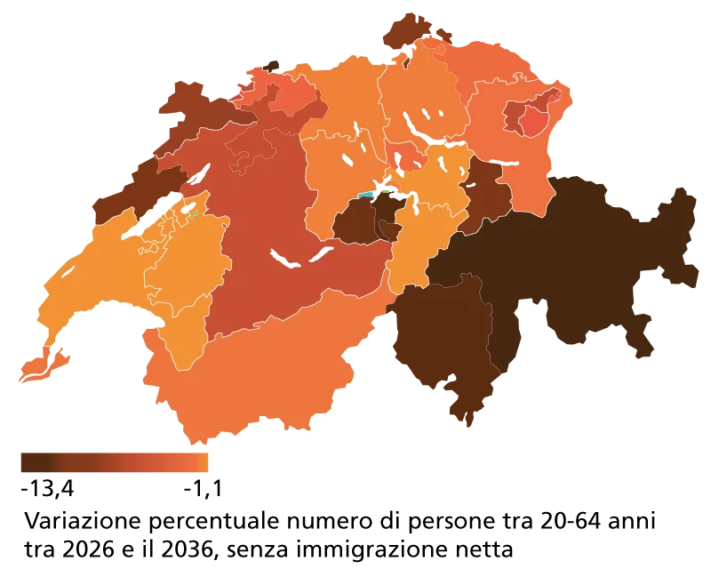 Popolazione attiva in calo in tutti i Cantoni